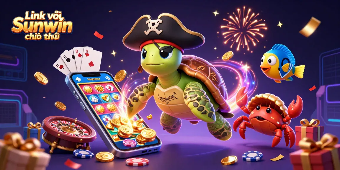 Experience excitement at Sunwin with animated characters exploring rich casino treasures in a colorful digital illustration.