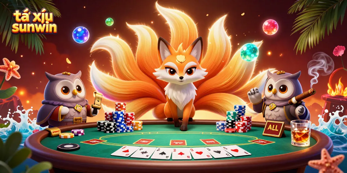 Experience the thrilling game of tài xỉu sunwin with a vibrant 3D illustration featuring spirited characters and dynamic casino elements.
