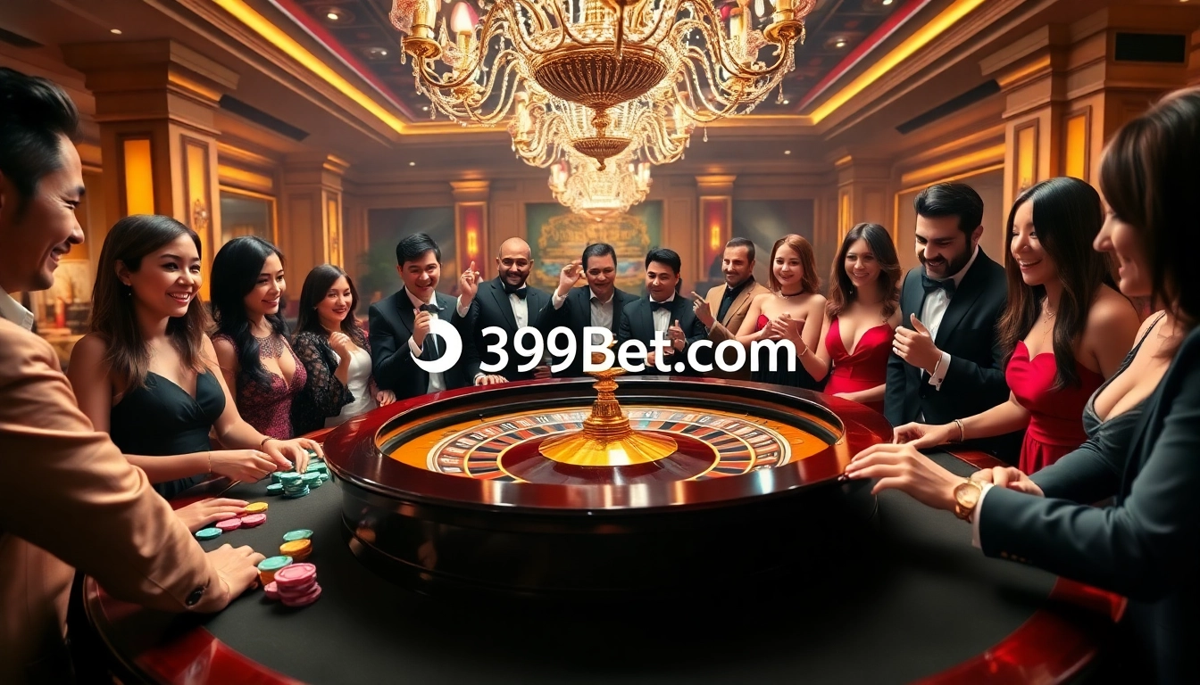 Players enjoying vibrant roulette action at 399Bet.com, capturing the thrill of casino excitement.