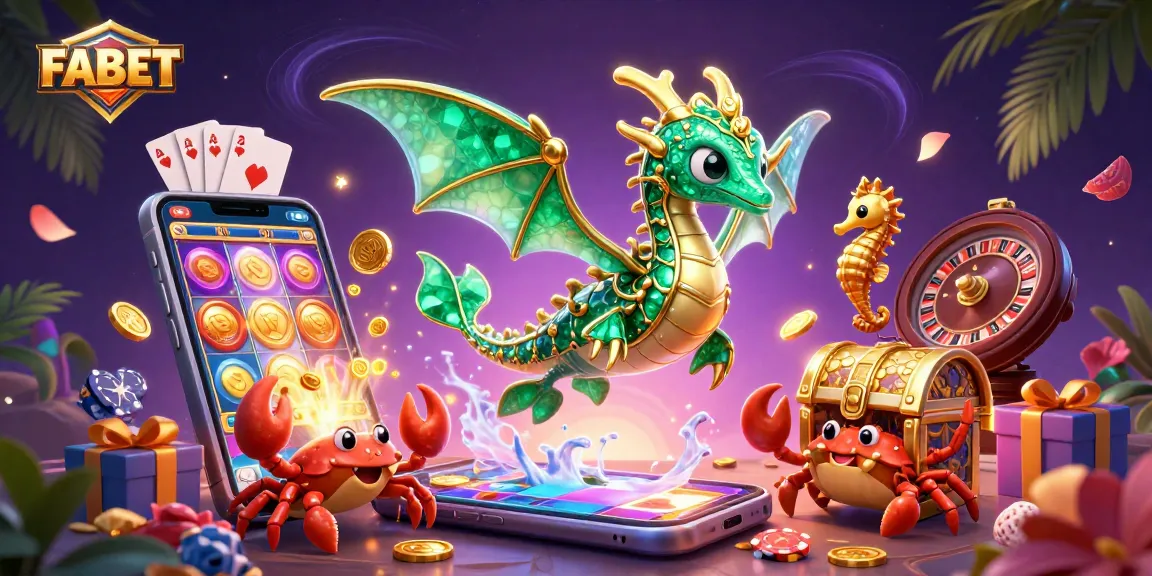 Engage with FABET's vibrant 3D scene showcasing a magical dragon and exciting gaming elements.