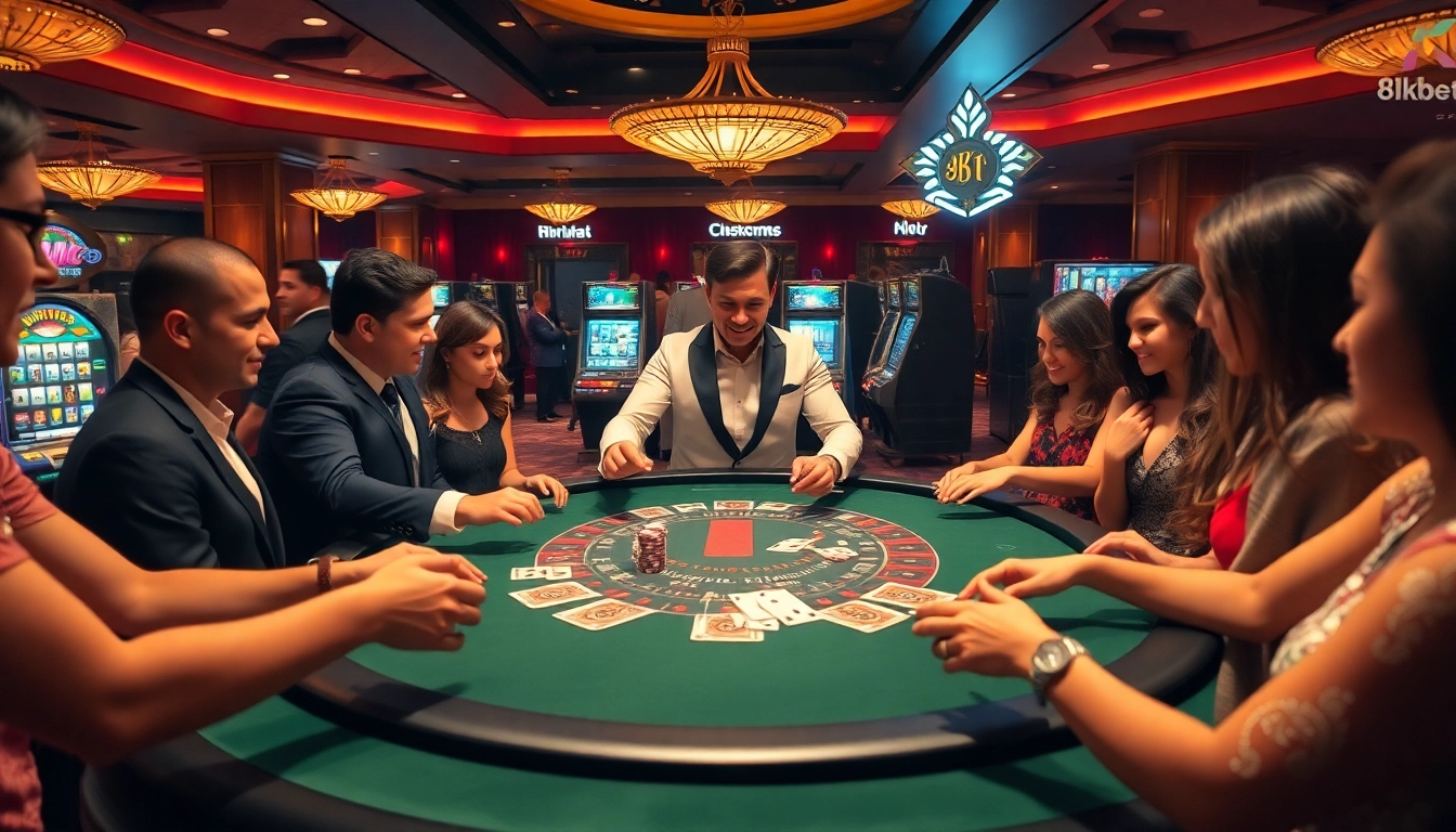 Experience the excitement of 8kbet with players engaging at a thrilling casino table.
