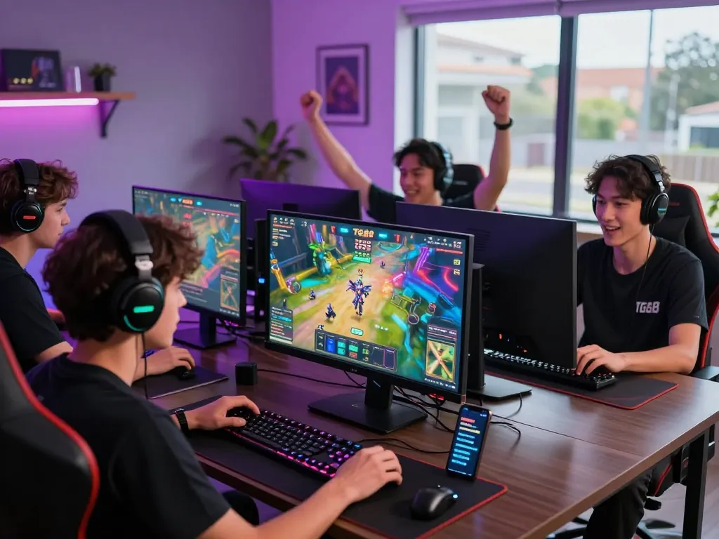 Exciting gaming setup with TG88 visuals, celebrating wins and community engagement.