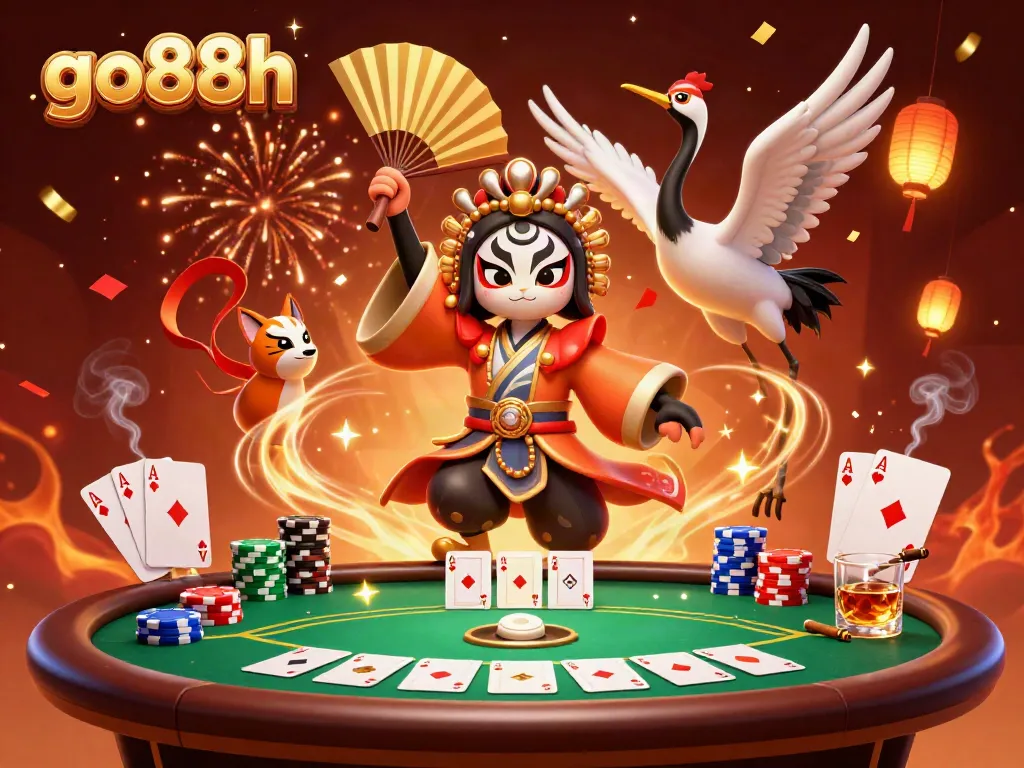 Place bets with go88h at a vibrant casino scene replete with poker tables and energetic characters.