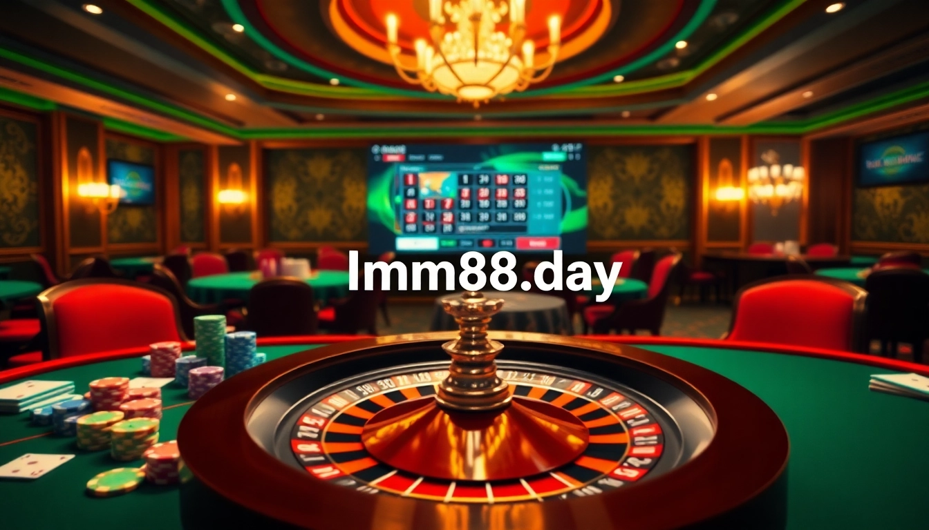Experience the excitement of online gambling with https://mm88.day/ showcasing vibrant casino tables.
