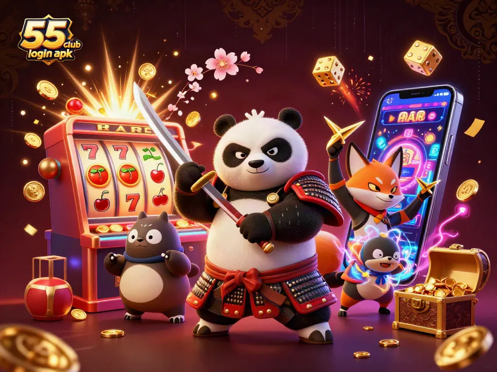 Exciting scene showcasing 55 club login apk with a dynamic casino atmosphere, immersive characters, and thrilling game elements.