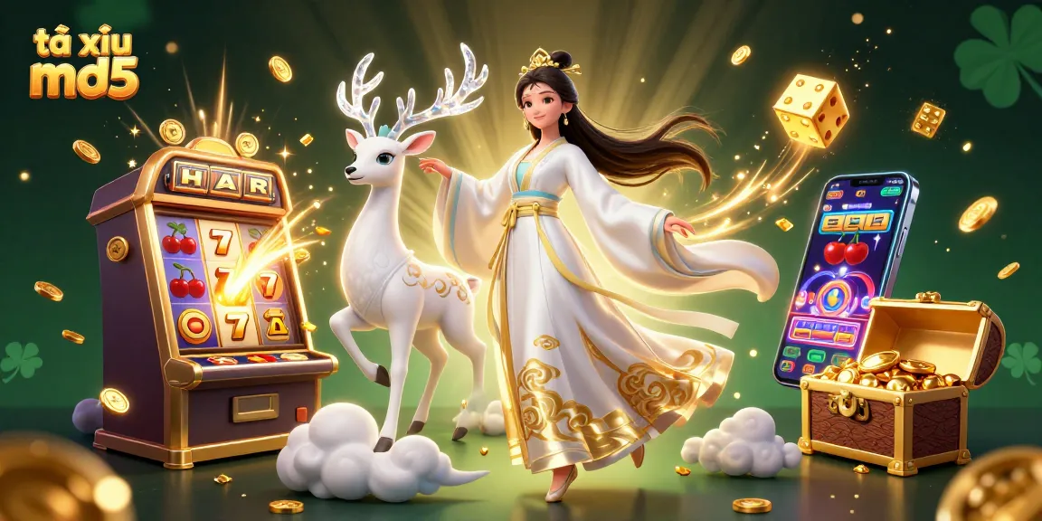 Experience the excitement of tài xỉu md5 with vibrant characters and jackpot elements.