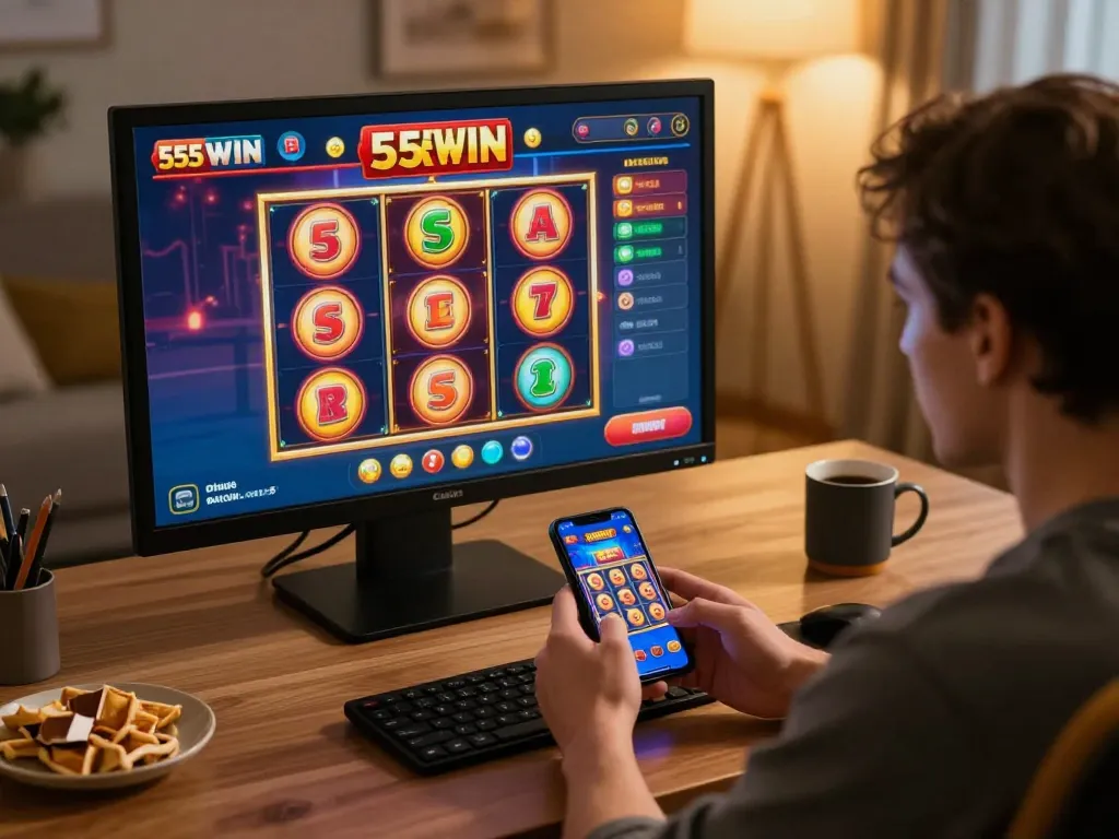 Engaging with the 555WIN casino app for an exciting mobile gaming experience at home