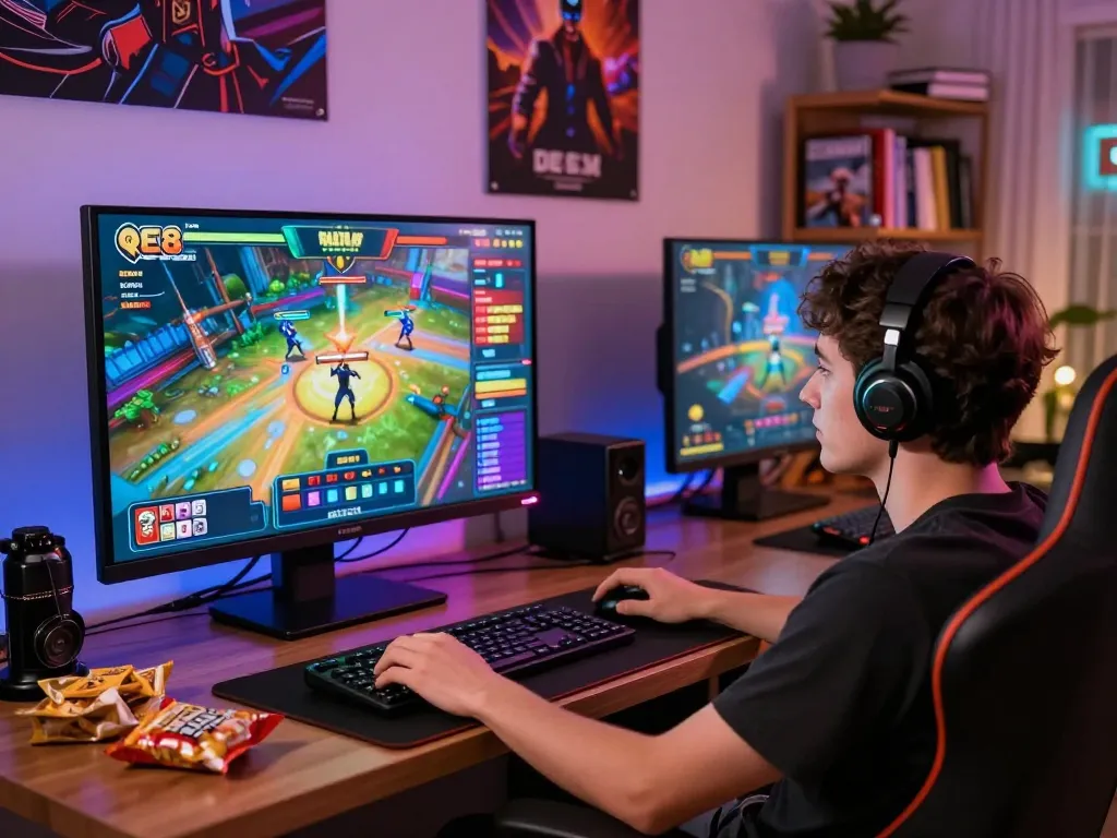 Exciting online gaming experience on the QE8 platform with vibrant visuals and cozy atmosphere.