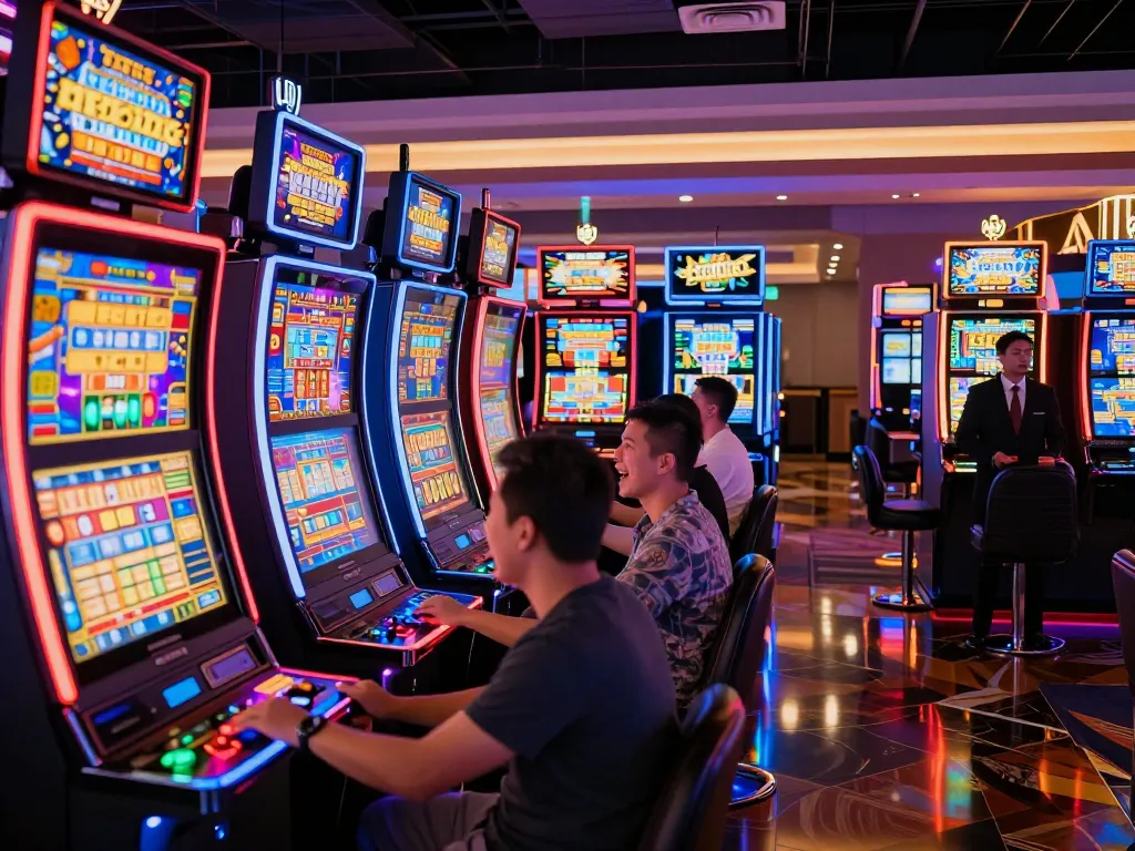 Players enjoying dynamic gaming at vibrant slot machines with da88gg excitement.