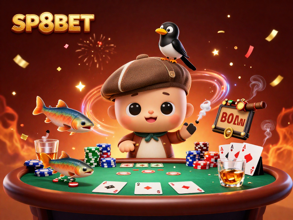 Experience the thrill of SP8BET with Nessie and friends in a vibrant casino scene.