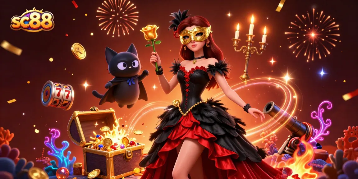 Win big at sc88 with a dazzling casino scene featuring slots, gold coins, and vibrant elements.