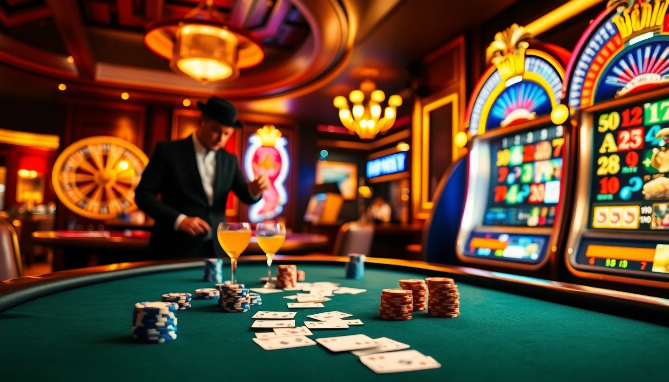 S666 casino scene featuring an exciting poker table with vibrant chips and luxurious decor.