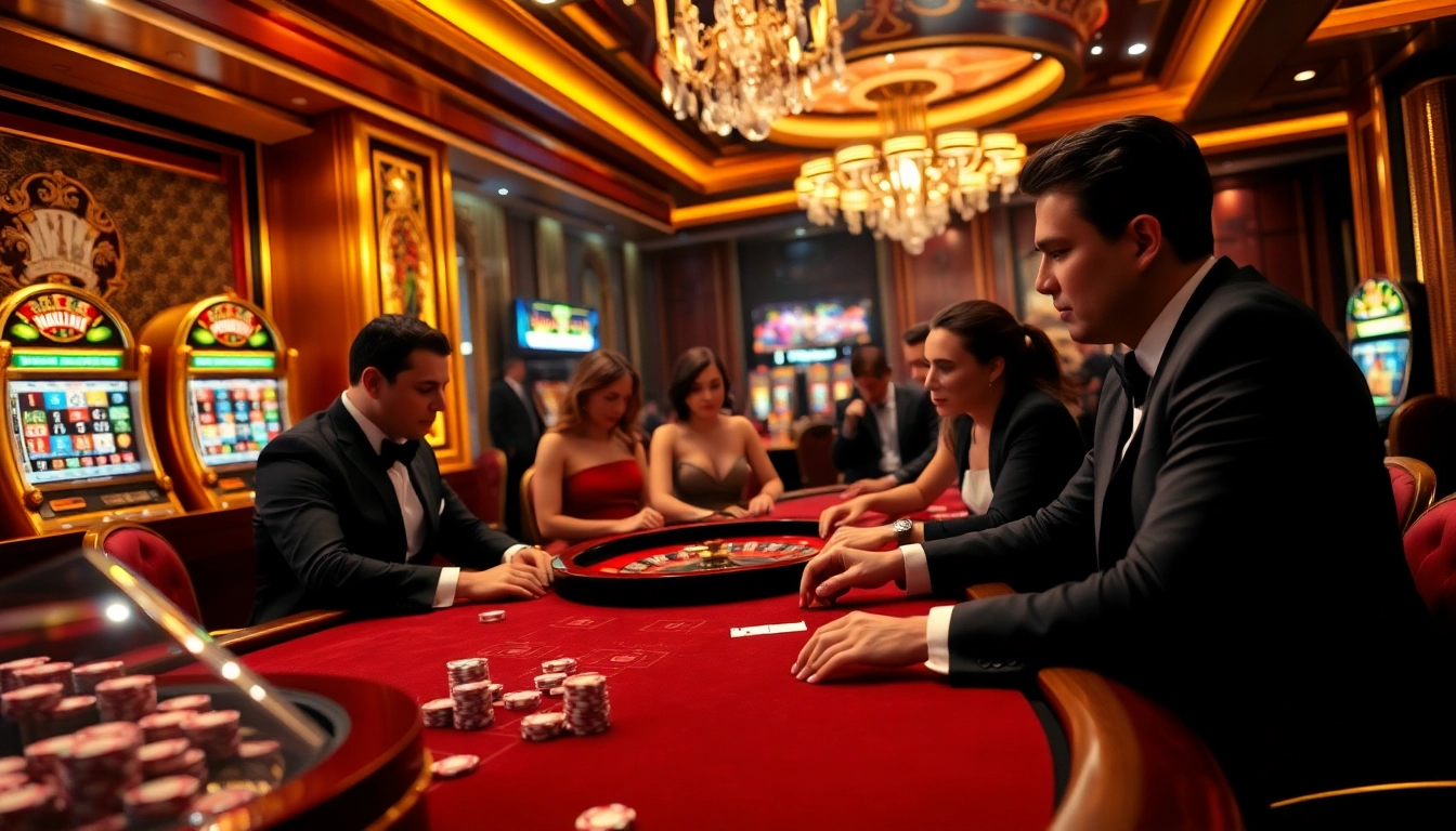 Engaged players enjoy a thrilling moment at the nhà cái sunwin poker table, surrounded by vibrant casino ambiance.
