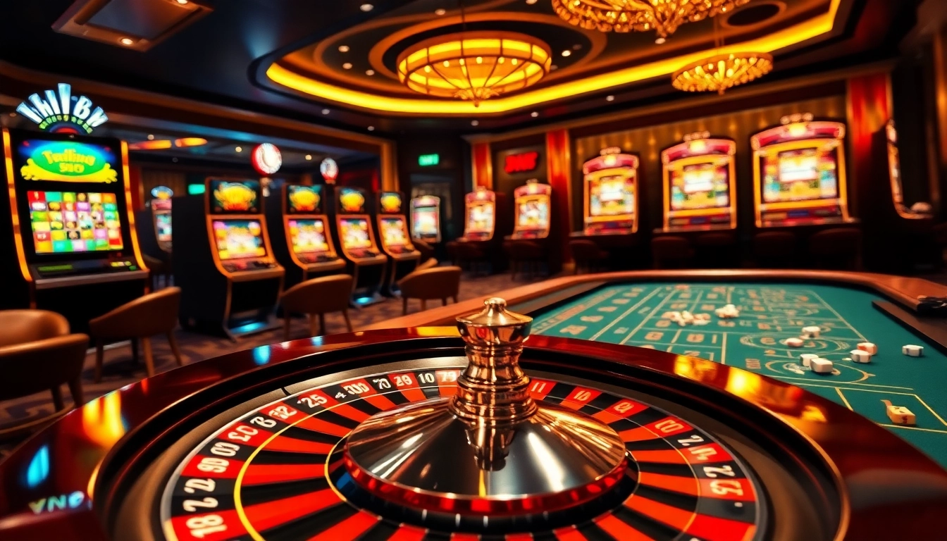 Experience the thrill of gambling at RR888 with poker chips, roulette wheels, and a vibrant casino atmosphere.