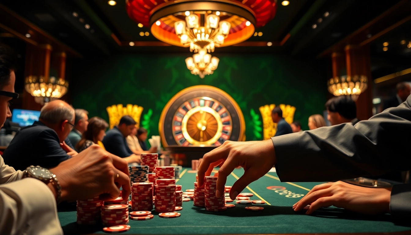 Experience the thrilling poker action at OPEN 88 with colorful chips and elegant casino ambiance.