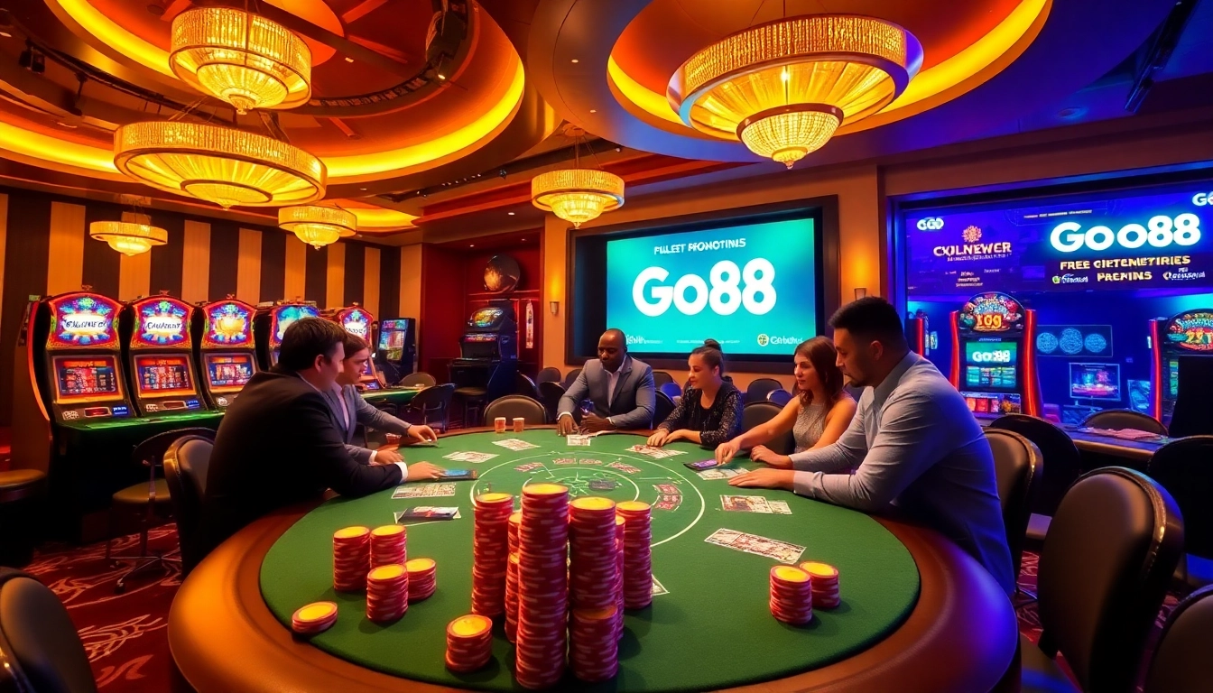 Experience the thrill at Go88 with engaging poker and slot games in a luxurious casino setting.