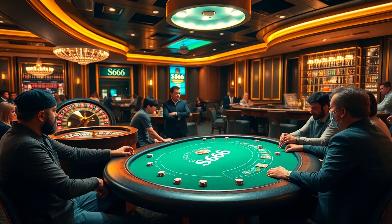 Players at the S666 casino table experience excitement while betting on poker.