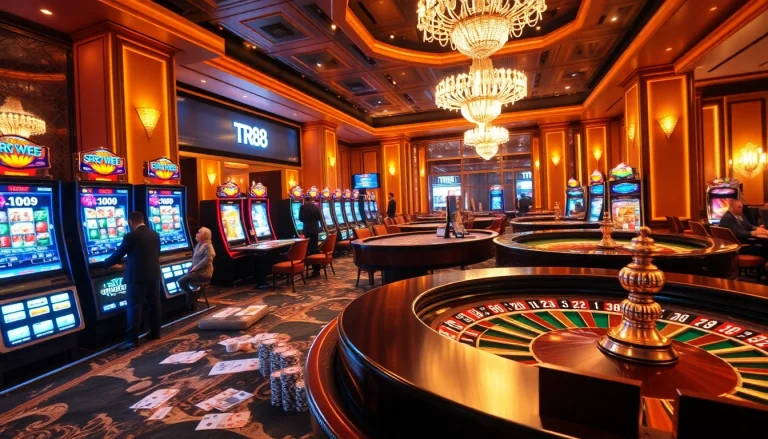 Players enjoying casino games at TR88, showcasing high stakes and excitement.