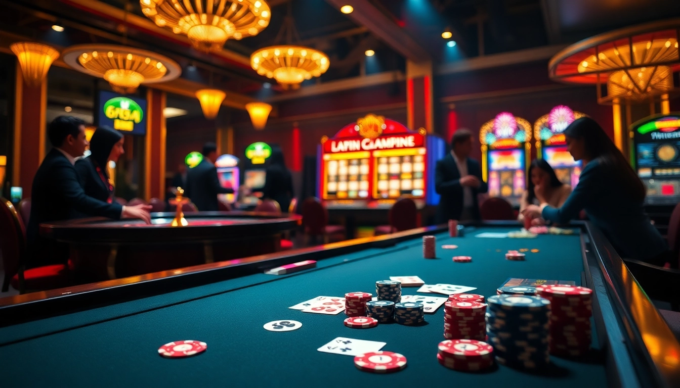 Exciting casino scene highlighting the engaging gameplay at 65A with vibrant poker chips and roulette wheels.