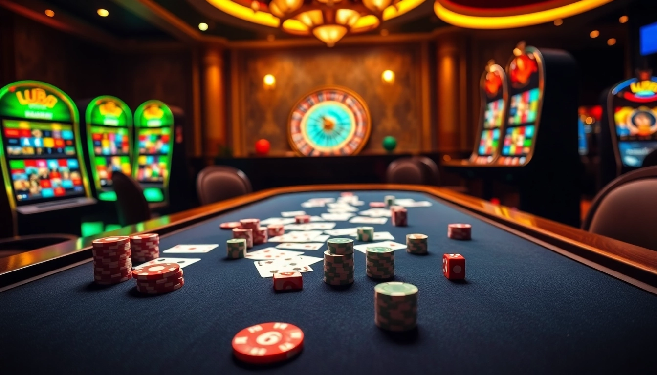 Gamblers engaging in high-stakes action at Lu88 casino table with luxury atmosphere.