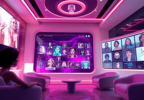 Engaging digital chat scene featuring diverse AI avatars representing sex ai interactions.