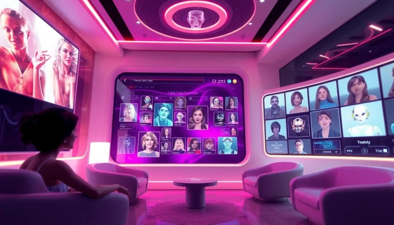 Engaging digital chat scene featuring diverse AI avatars representing sex ai interactions.