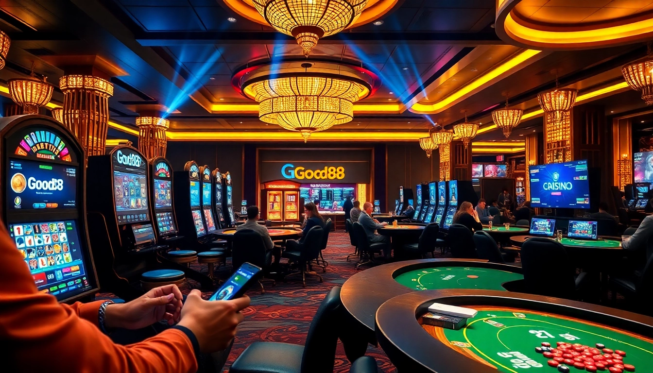 Experience the vibrant online gaming atmosphere at good88.hu.net, showcasing players engaged in thrilling casino games.
