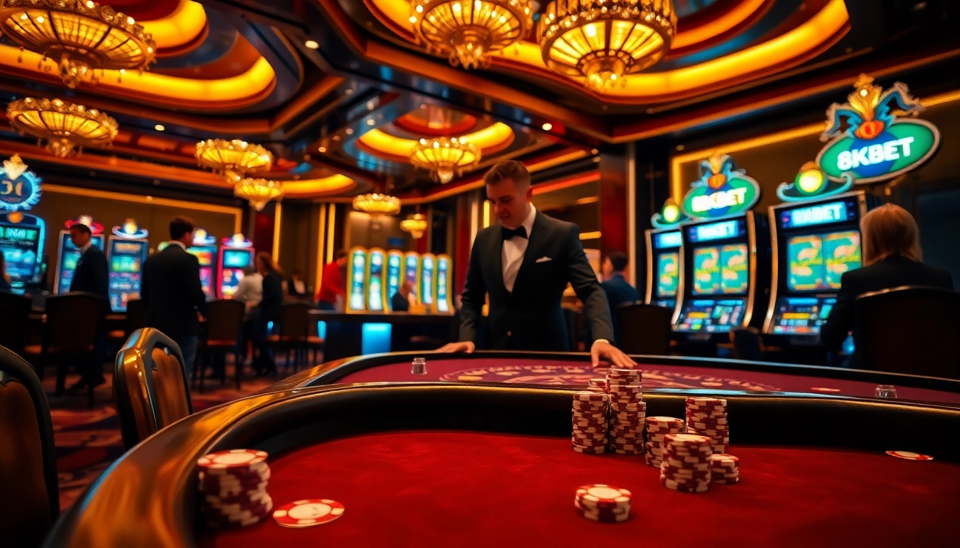 Experience the thrill of winning at 8KBET with a luxurious casino setup featuring engaging games.