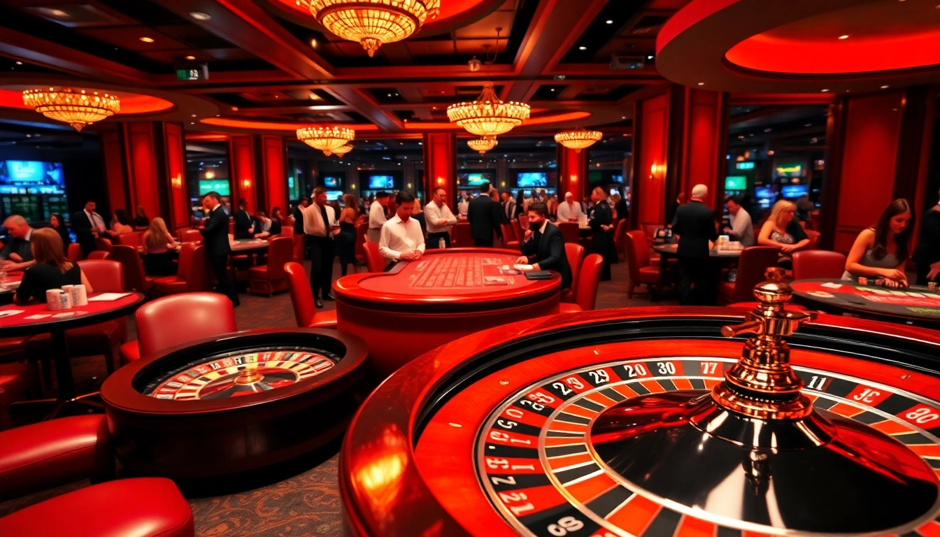 Experience the excitement of f168 bet with vibrant casino visuals showcasing roulette and tables.