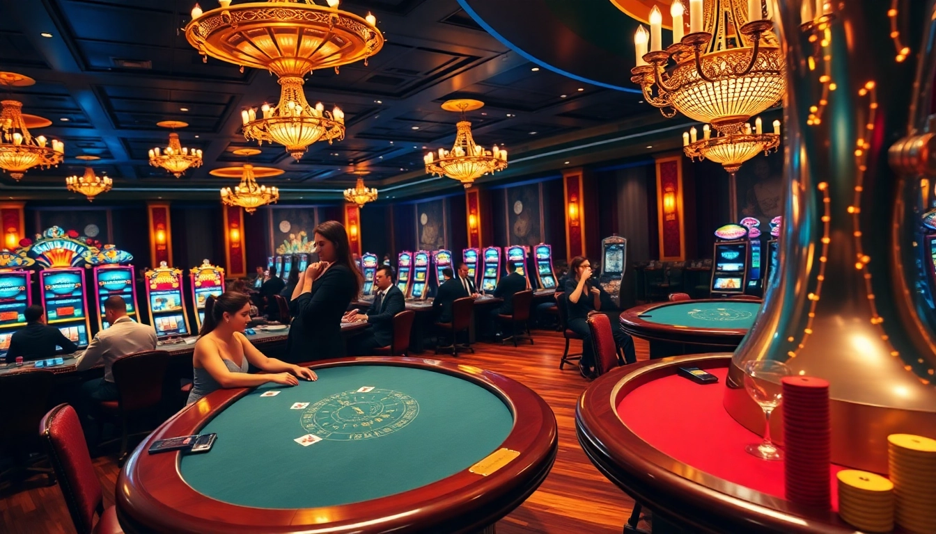 Experience the excitement of gaming at nohu90 with vibrant casino tables and players betting high.