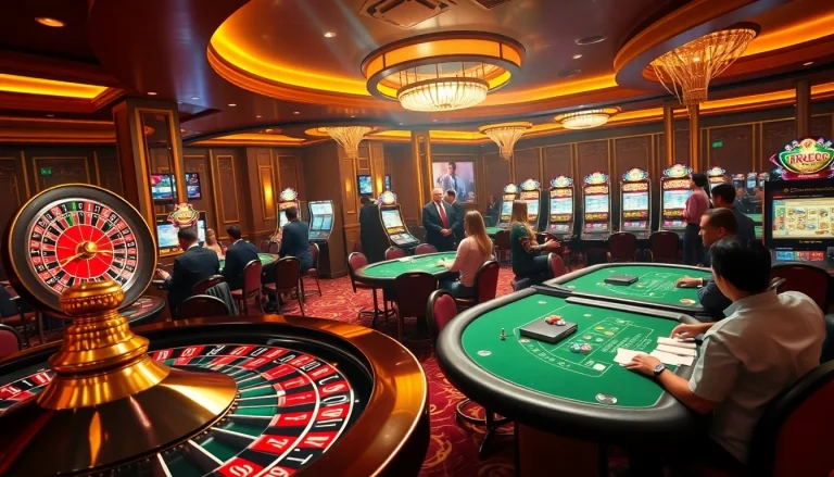 Engaging players enjoying the rr99 game experience at a luxurious casino atmosphere.