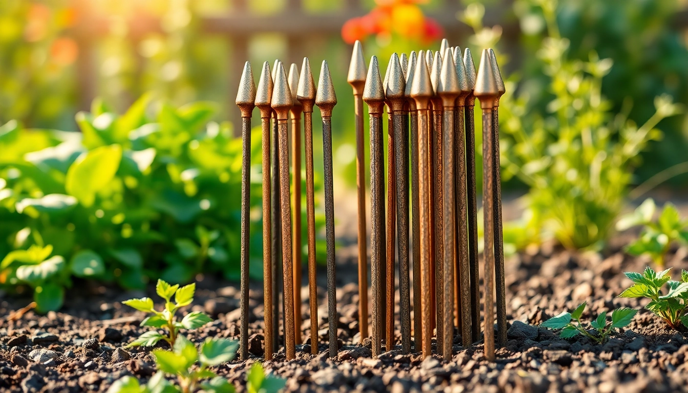 יתד אנקור מוצג בהקשר גינה צבעונית המדגיש עמידות ועיצוב