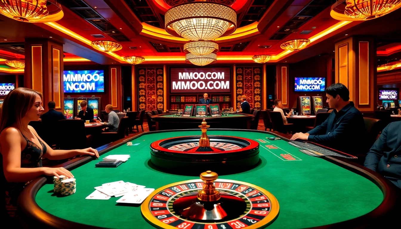 Play exciting games at MMOO COM with vibrant casino elements like poker chips and roulette.