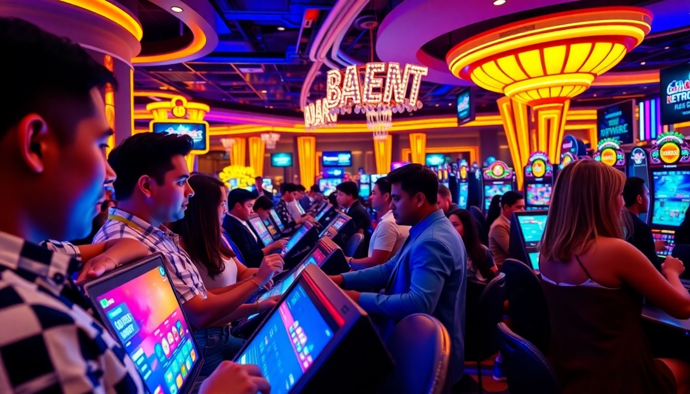 Diverse players enjoying the thrilling online betting experience at https://onew88.com/, highlighted by exciting game graphics and engaging interfaces.