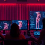 Engaging users interacting with nsfw ai platforms in an inviting digital workspace.