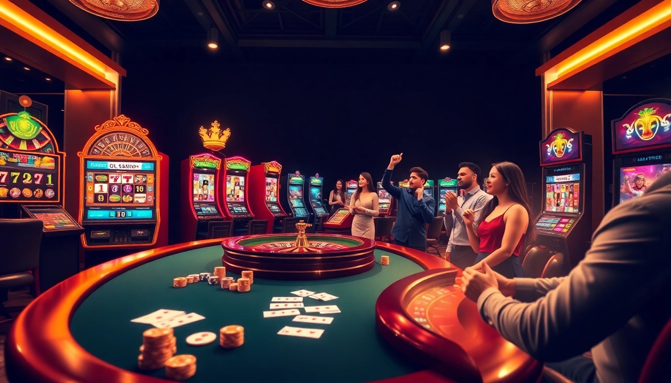 Experience the excitement of betting at https://f8bet.io/ with luxurious casino visuals showcasing poker tables and roulette.