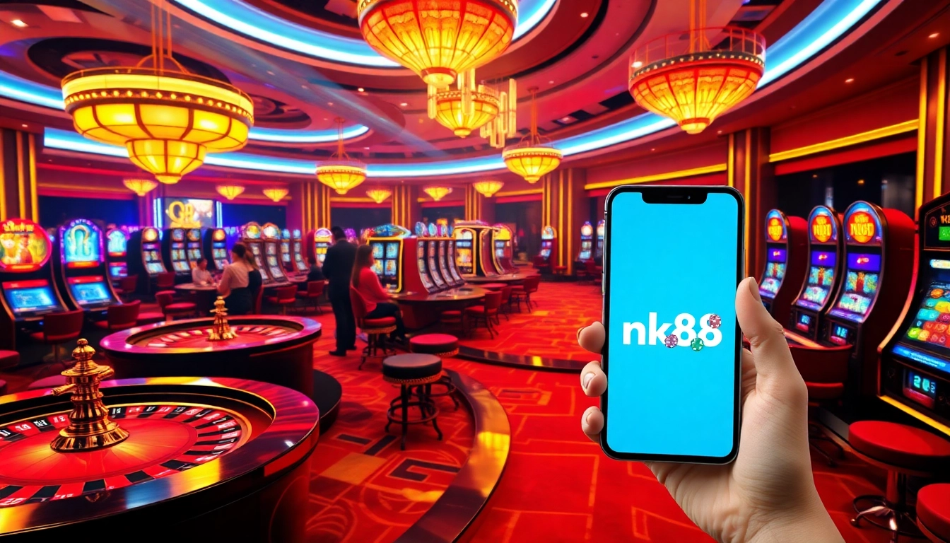 Engage with thrilling casino games featuring the nk88 link, showcasing professional gaming action and a vibrant atmosphere.
