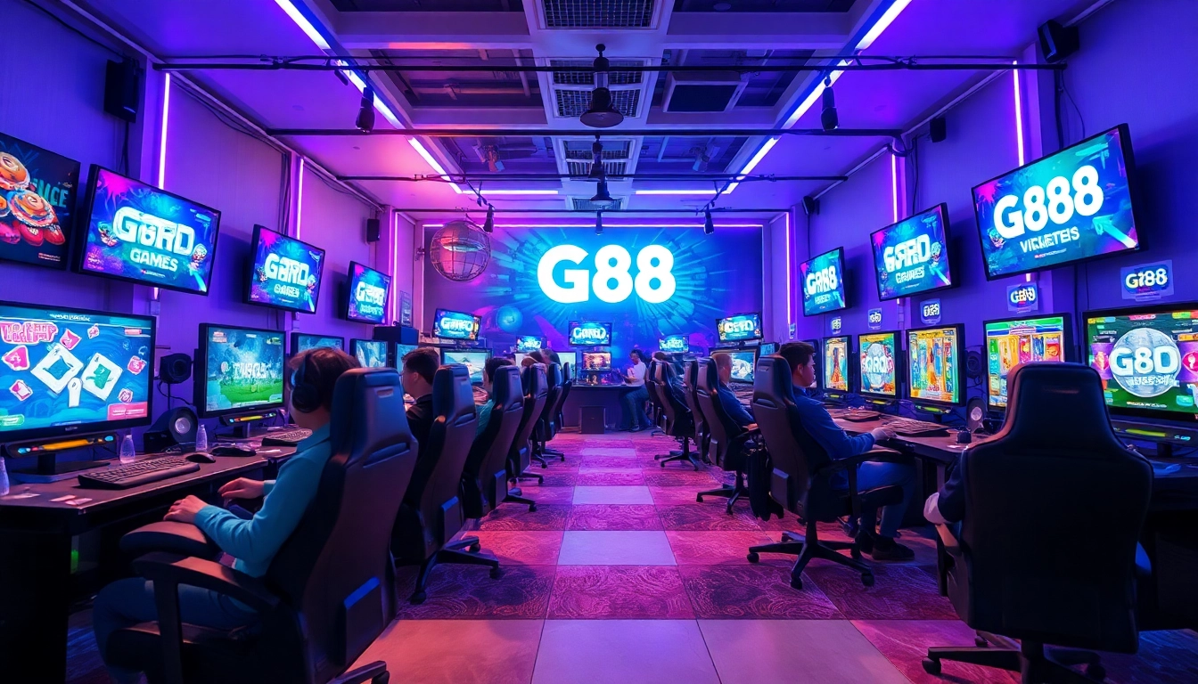 G88 online gaming scene showcasing players enjoying immersive experiences in a vibrant environment.